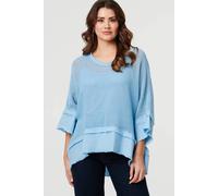 Izabel London Semi Sheer Mesh Relaxed Layered Top - 8 - Blue