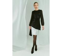 Izabel London Women's Semi Sheer Sparkly Long Sleeve Blouse in Black | Size: 8 Izabel London Black 8