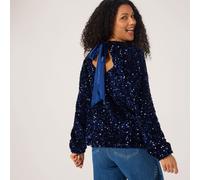 Izabel London Sequin Bow Back Top NAVY SIZE 10