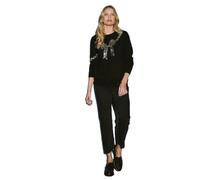 Izabel London Sequin Bow Print Long Sleeve Jumper for Women UK with a Round Neck, Made from a Viscose Blend. Black