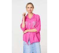 Izabel London Sequin Detail 3/4 Turn-Up Sleeve Shirt In Pink Pink 8