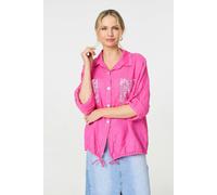 Izabel London Women's Sequin Detail 3/4 Turn-Up Sleeve Shirt in Pink | Size: 12 Izabel London Pink 12
