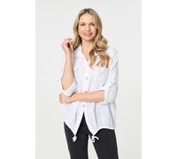 Izabel London Sequin Detail 3/4 Turn-Up Sleeve Shirt - White - 8