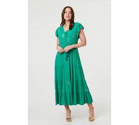 Izabel London Sequin Detail Cap Sleeve Maxi Dress - 14 - Green