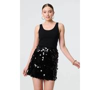 Izabel London Sequin Embellished A-Line Mini Skirt In Black Black L