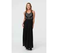 Izabel London Women's Sequin Embellished Cami Strap Maxi Dress in Black | Size: 18