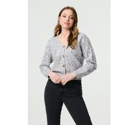 Sequin Embellished Cropped Cardigan Izabel London Grey L