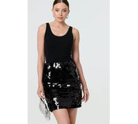 Izabel London Sequin Embellished High Waist Mini Skirt - Black - 10