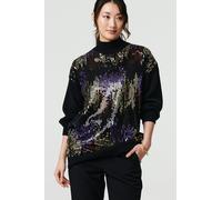 Sequin Embellished Puff Sleeve Jumper Izabel London Black M/L