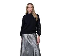Izabel London Sequin Embellished Relaxed Jumper For Women UK with a high neck, long puff sleeves and sequins.