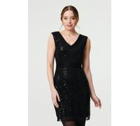 Izabel London Sequin Embellished Sleeveless Mini Dress - Black - M