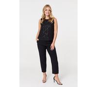 Izabel London Sequin Embellished Sleeveless Top In Black Black 10