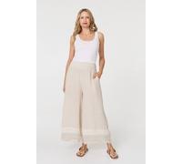 Izabel London Women's Sequin Embellished Wide Leg Trousers in Beige | Size: Small Izabel London Beige S