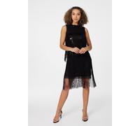Izabel London Sequin Fringed Shift Dress In Black Black 8