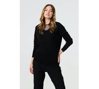 Izabel London Women's Sequin Mesh V-Neck Knitted Top in Black | Size: 12 Izabel London Black 12