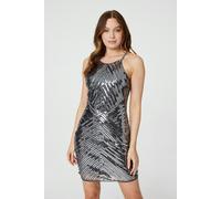 Izabel London Sequin Sleeveless Bodycon Dress - Silver - 12