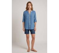 Izabel London Women's Sequin Trim 3/4 Sleeve Relaxed Shirt in Blue | Size: 12 Izabel London Blue 12