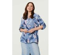 Izabel London Sequin Trim Floral Relaxed Blouse - 12 - Blue