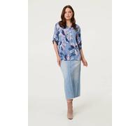 Izabel London Sequin Trim Floral Relaxed Blouse - 16 - Blue