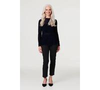 Izabel London Sheer Lace Long Sleeve Peplum Top In Blue Blue 10