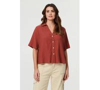 Izabel London Short Sleeve Button Front Shirt - 14 - Rust