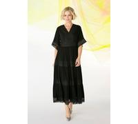 Izabel London Short Sleeve Crochet Maxi Dress In Black Black