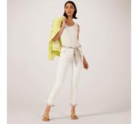 Izabel London Skinny Ankle Jeans with Printed Hem IVORY SIZE 10