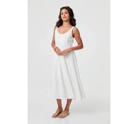 Izabel London Sleeveless A-Line Scoop Neck Midi Dress In White White 10