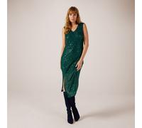 Izabel London Sleeveless Sequin Lined Dress with Side Slit BLACK SIZE 12