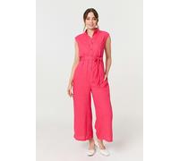 Izabel London Women's Sleeveless Tie Waist Button-Up Jumpsuit in Red | Size: 12 Izabel London Red 12