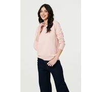 Izabel London Slim Fit Textured Knit Jumper - 12 - Pink