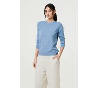 Izabel London Slim Fit Textured Knit Jumper - 14 - Blue
