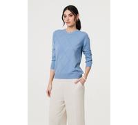 Izabel London Slim Fit Textured Knit Jumper In Blue Blue