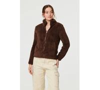 Izabel London Soft Texture Zip Front High Neck Fleece - 12 - Brown