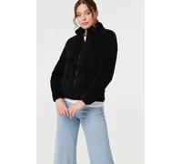Izabel London Soft Texture Zip Front High Neck Fleece - 14 - Black