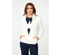 Izabel London Soft Texture Zip Front High Neck Fleece In Ivory Ivory 14
