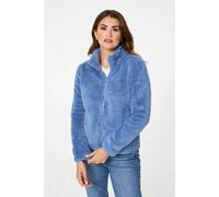 Izabel London Women's Soft Texture Zip Front High Neck Fleece in Light Blue | Size: 14 Izabel London Light Blue 14
