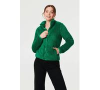 Izabel London Soft Texture Zip Front High Neck Fleece - 16 - Green