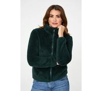 Izabel London Soft Texture Zip Front High Neck Fleece - 18 - Dark Green