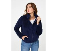 Izabel London Soft Texture Zip Front High Neck Fleece - 18 - Navy