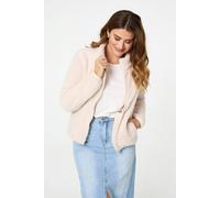 Izabel London Soft Texture Zip Front High Neck Fleece - 8 - Cream