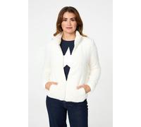Izabel London Soft Texture Zip Front High Neck Fleece - 8 - Ivory