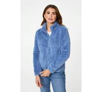 Izabel London Soft Texture Zip Front High Neck Fleece - 8 - Light Blue