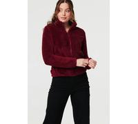 Izabel London Soft Texture Zip Front High Neck Fleece - 8 - Red