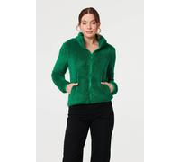 Izabel London Soft Texture Zip Front High Neck Fleece In Bright Green Bright Green