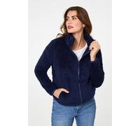 Izabel London Soft Texture Zip Front High Neck Fleece In Navy Navy 18