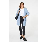 Izabel London Women's Soft Textured Longline Open Cardigan in Baby Blue | Size: 8-10 Izabel London Baby Blue 8-10