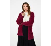 Izabel London Women's Soft Textured Longline Open Cardigan in Red | Size: 8-10 Izabel London Red 8-10