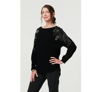 Izabel London Sparkle Detail Batwing Sleeve Jumper - 16 - Black