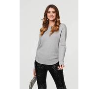 Izabel London Sparkle Detail Relaxed Jumper In Grey Grey M/L
